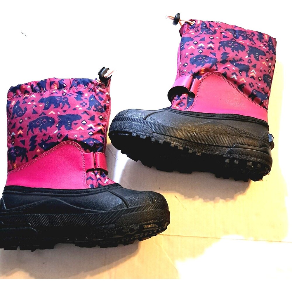 Columbia Powderbug Plus Boots Youth Girls Size 4 Pink Winter Snow Pull On - Picture 8 of 13